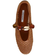 Steve Madden Poppin Raffia Ornamented Mary Jane Ballet Flats