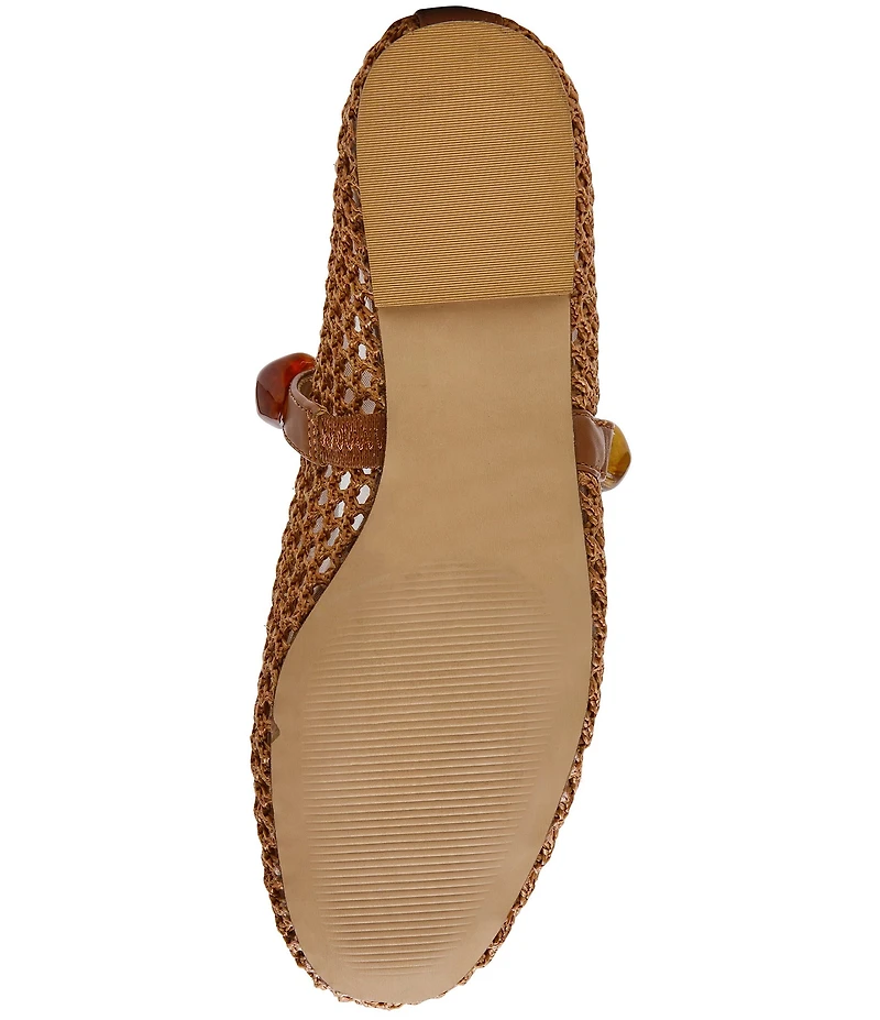 Steve Madden Poppin Raffia Ornamented Mary Jane Ballet Flats