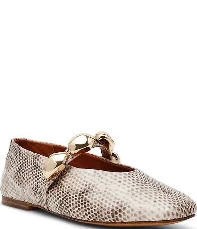 Steve Madden Poppin Snake Print Ornamented Mary Jane Ballet Flats