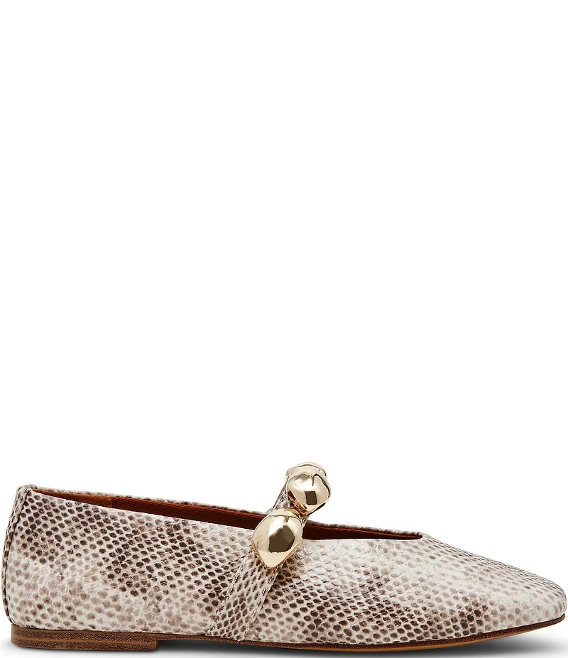 Steve Madden Poppin Snake Print Ornamented Mary Jane Ballet Flats