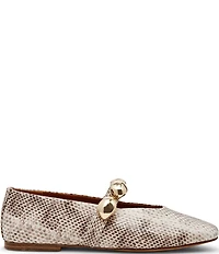 Steve Madden Poppin Snake Print Ornamented Mary Jane Ballet Flats