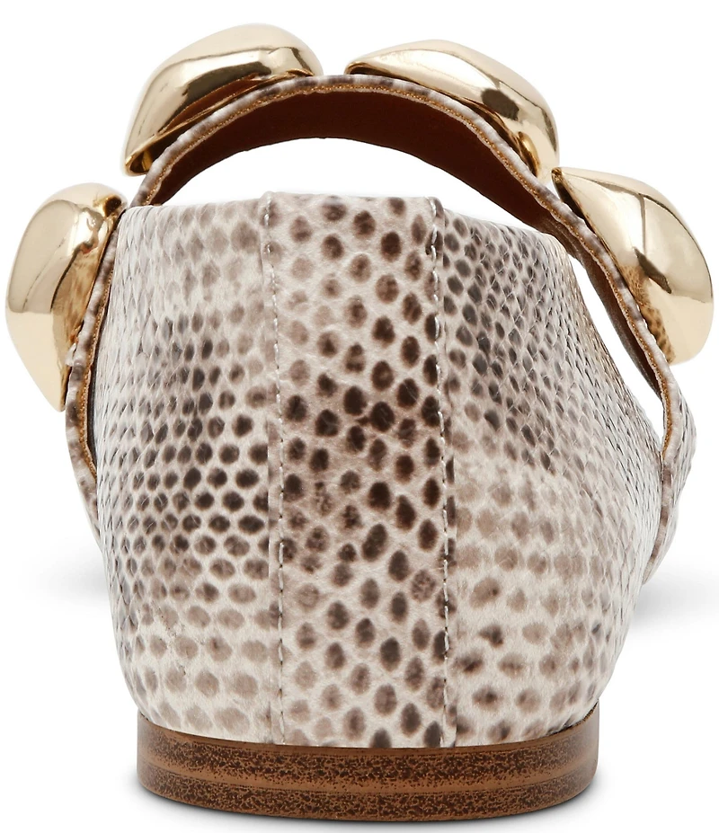Steve Madden Poppin Snake Print Ornamented Mary Jane Ballet Flats