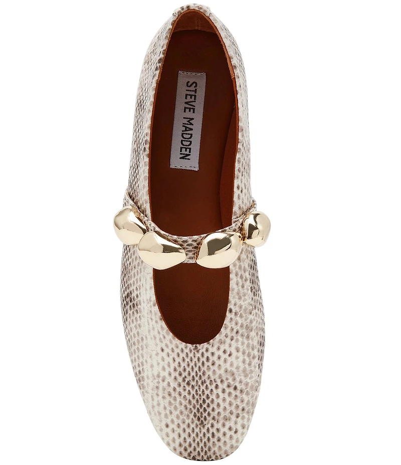 Steve Madden Poppin Snake Print Ornamented Mary Jane Ballet Flats