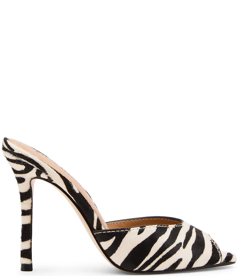Steve Madden Priya Zebra Print Haircalf Dress Slide Sandals