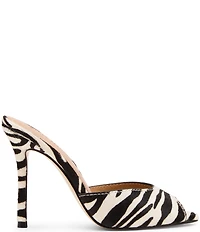 Steve Madden Priya Zebra Print Haircalf Dress Slide Sandals