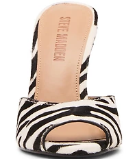 Steve Madden Priya Zebra Print Haircalf Dress Slide Sandals