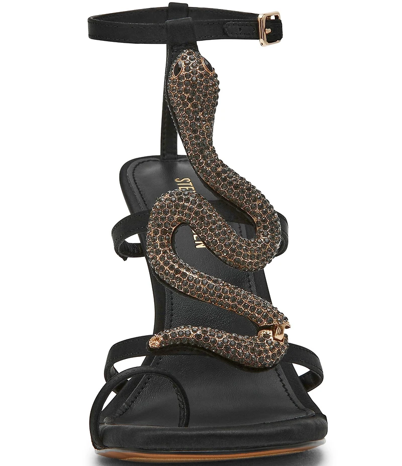Steve Madden Python Snake Hardware Strappy Ankle Wrap Dress Sandals