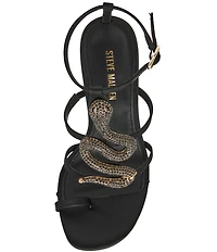 Steve Madden Python Snake Hardware Strappy Ankle Wrap Dress Sandals