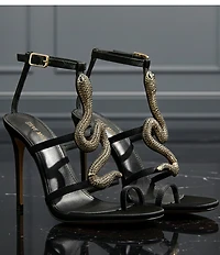 Steve Madden Python Snake Hardware Strappy Ankle Wrap Dress Sandals