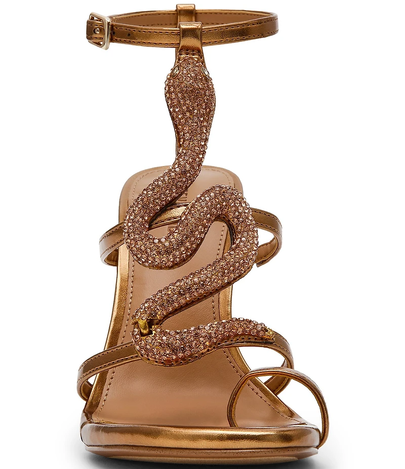Steve Madden Python Snake Hardware Strappy Ankle Wrap Dress Sandals