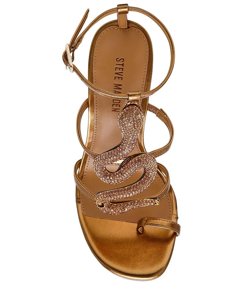 Steve Madden Python Snake Hardware Strappy Ankle Wrap Dress Sandals