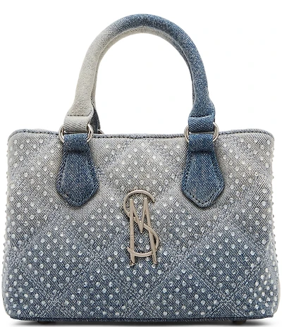 Steve Madden Quilted Denim Rhinestone Top Handle Bag