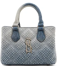 Steve Madden Quilted Denim Rhinestone Top Handle Bag