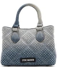 Steve Madden Quilted Denim Rhinestone Top Handle Bag