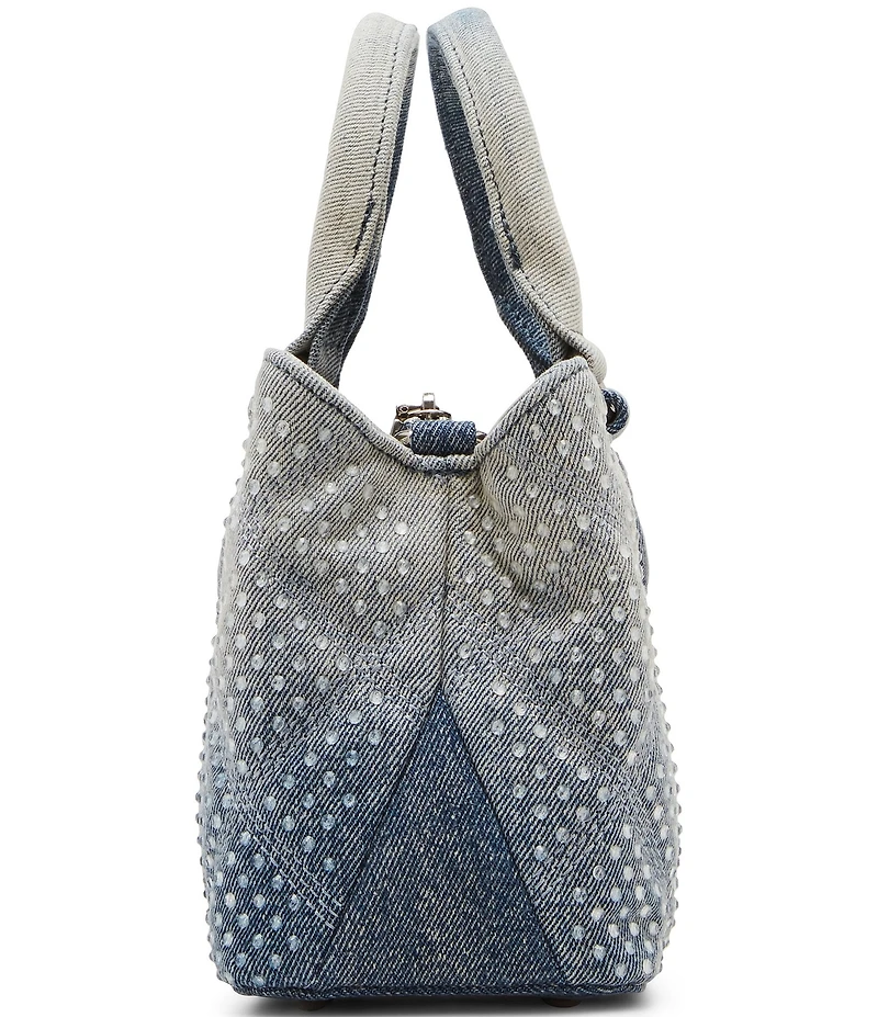 Steve Madden Quilted Denim Rhinestone Top Handle Bag