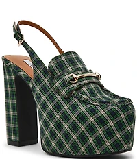 Steve Madden Quinn Glen Plaid Print Slingback Platform Pumps