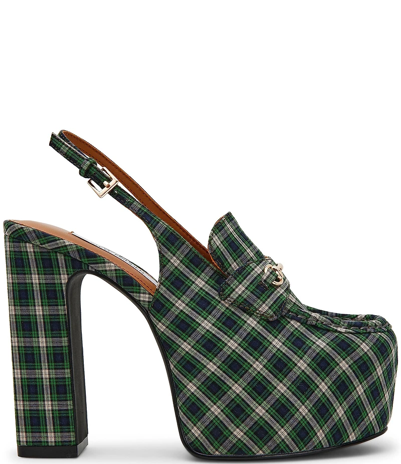 Steve Madden Quinn Glen Plaid Print Slingback Platform Pumps