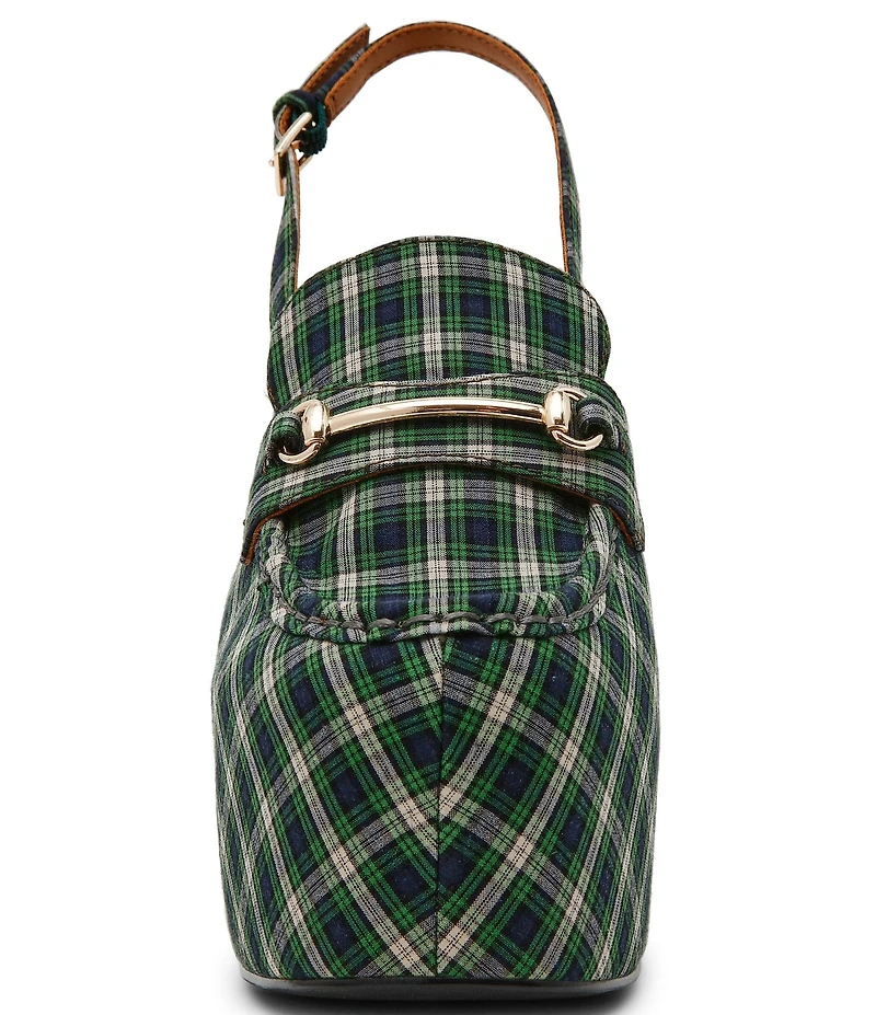 Steve Madden Quinn Glen Plaid Print Slingback Platform Pumps