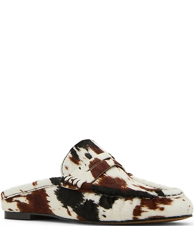 Steve Madden Rafe Cow Print Haircalf Penny Keeper Mules