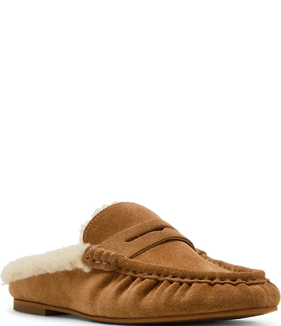 Steve Madden Rafe Faux Fur and Suede Penny Keeper Mules