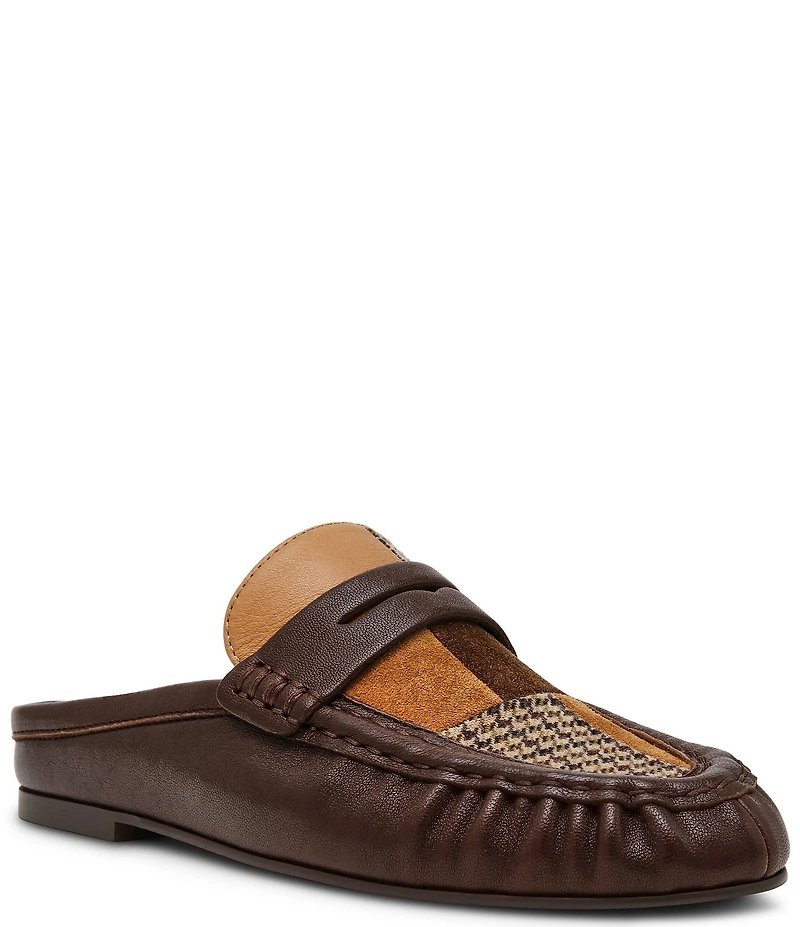 Steve Madden Rafe Plaid Patchwork Penny Loafer Mules