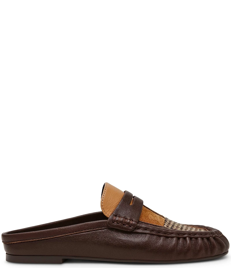 Steve Madden Rafe Plaid Patchwork Penny Loafer Mules