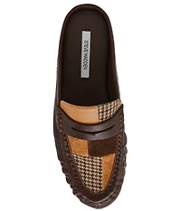 Steve Madden Rafe Plaid Patchwork Penny Loafer Mules