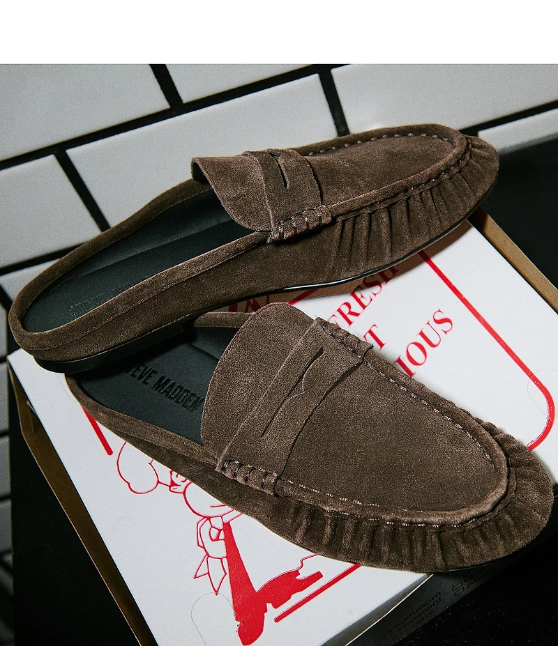Steve Madden Rafe Suede Penny Loafer Mules