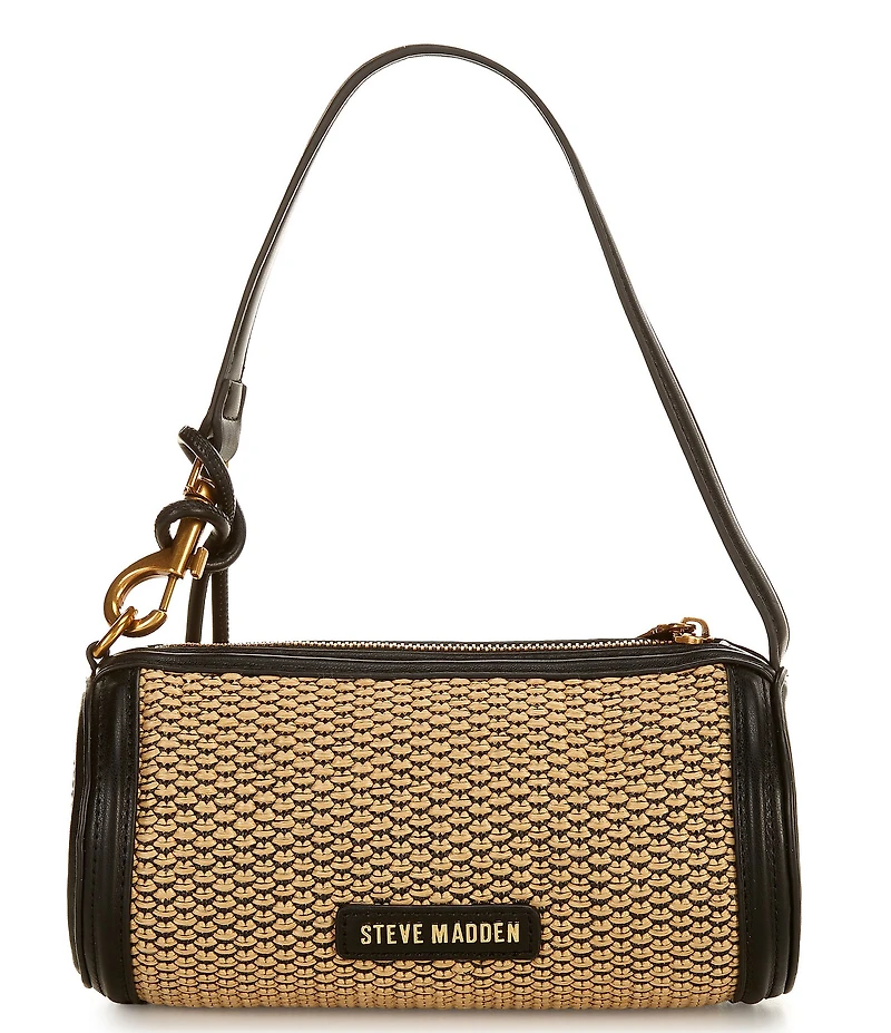 Steve Madden Raffia Tassel Barrel Shoulder Bag