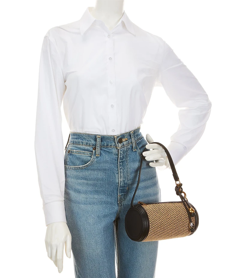 Steve Madden Raffia Tassel Barrel Shoulder Bag