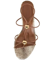 Steve Madden Ramos Snake Print Strappy Ornament Thong Slingback Dress Sandals