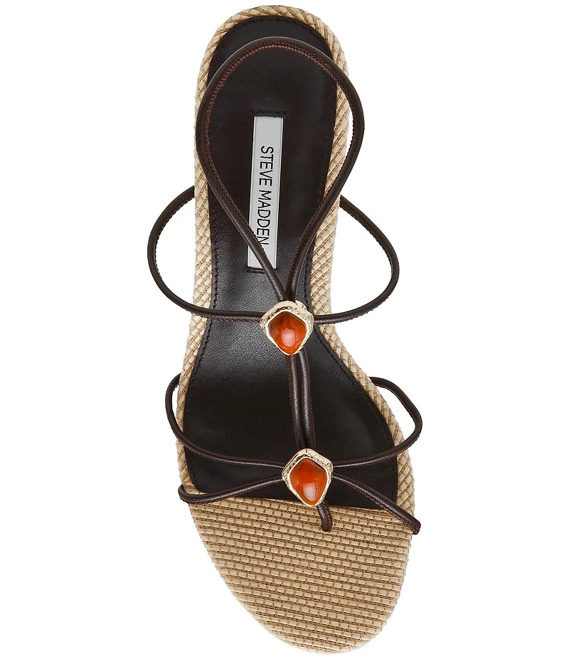 Steve Madden Ramos Stone Raffia Thong Dress Sandals