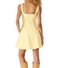 Steve Madden Rania Poplin Square Neck Sleeveless A-Line Mini Dress