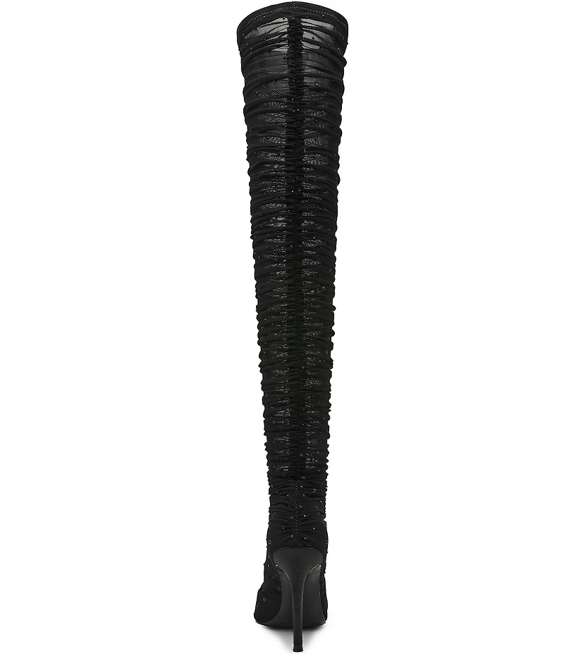 Steve Madden Rashida Mesh Rhinestone Pointed Toe Over the Knee Boots