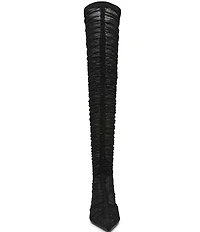 Steve Madden Rashida Mesh Rhinestone Pointed Toe Over the Knee Boots