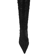 Steve Madden Rashida Mesh Rhinestone Pointed Toe Over the Knee Boots