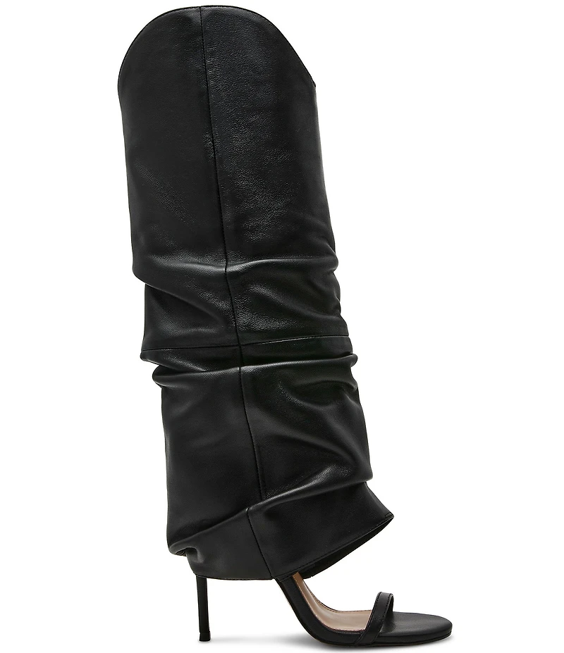 Steve Madden Ravine Leather Cuffed Stiletto Knee High Open Toe Boots