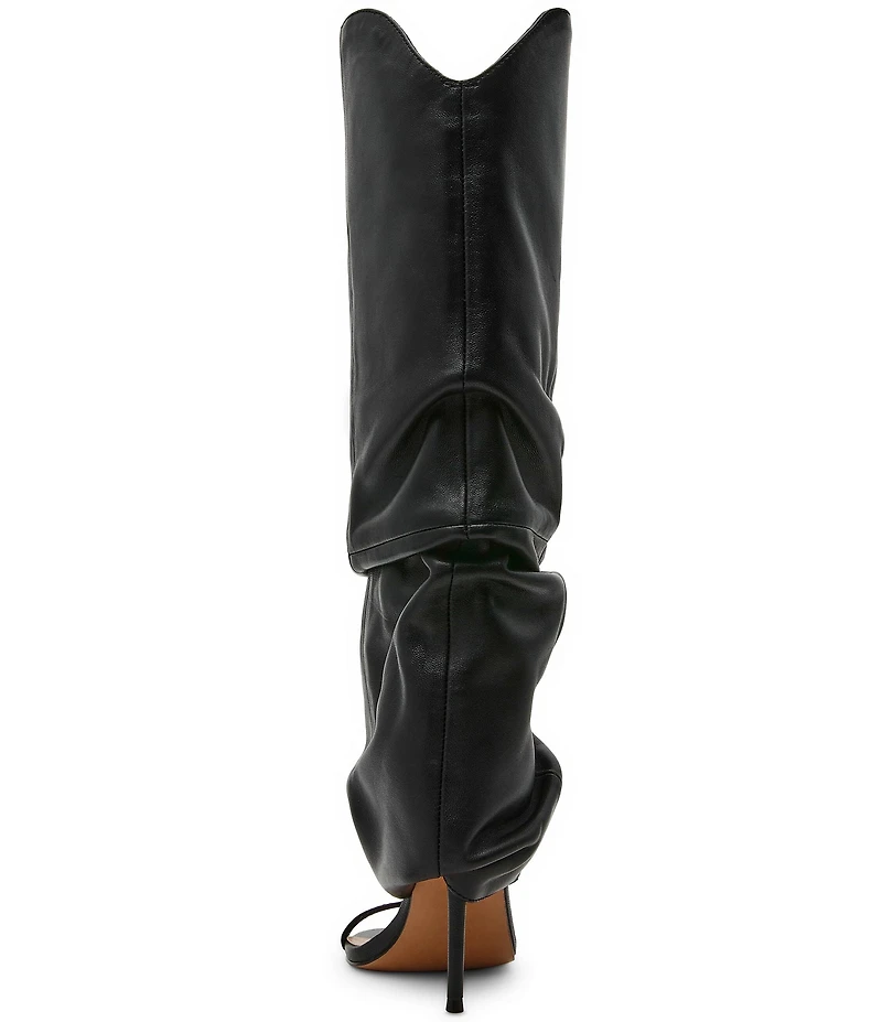 Steve Madden Ravine Leather Cuffed Stiletto Knee High Open Toe Boots