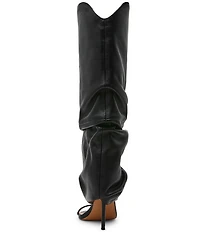 Steve Madden Ravine Leather Cuffed Stiletto Knee High Open Toe Boots