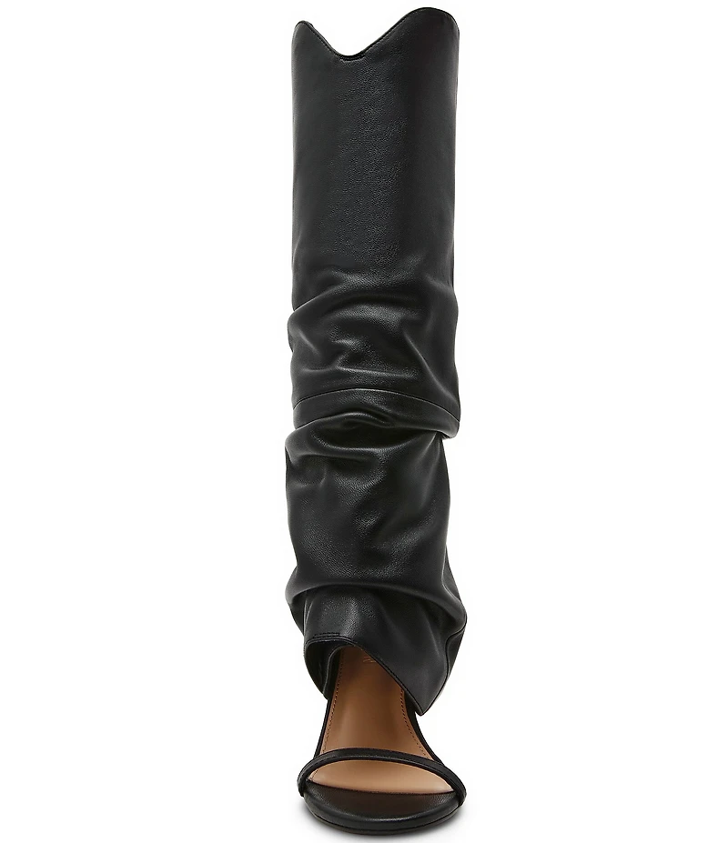 Steve Madden Ravine Leather Cuffed Stiletto Knee High Open Toe Boots