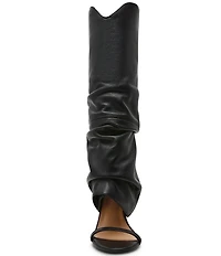 Steve Madden Ravine Leather Cuffed Stiletto Knee High Open Toe Boots