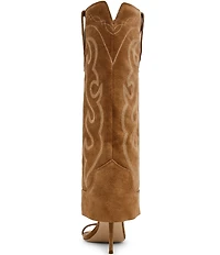 Steve Madden Ravine Suede Western Knee High Open Toe Boots