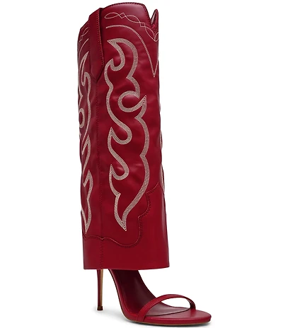 Steve Madden Ravine Western Stiletto Knee High Open Toe Boots