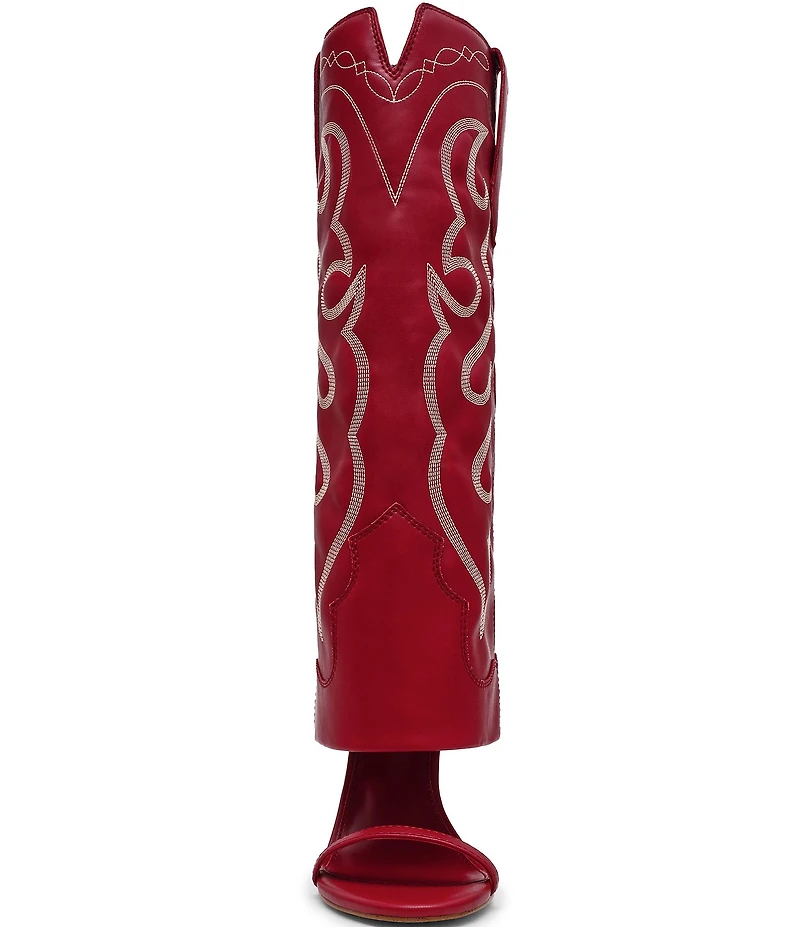 Steve Madden Ravine Western Stiletto Knee High Open Toe Boots