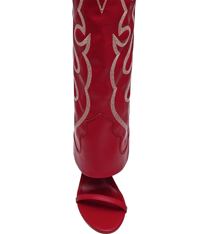 Steve Madden Ravine Western Stiletto Knee High Open Toe Boots