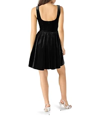 Steve Madden Ray Corset Square Neck Velvet Mini Dress