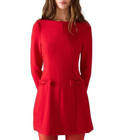 Steve Madden Reene Long Sleeve Bow Detail Mini Dress