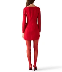 Steve Madden Reene Long Sleeve Bow Detail Mini Dress