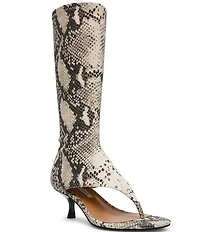 Steve Madden Relentless Snake Print Open Toe Thong Dress Sandals