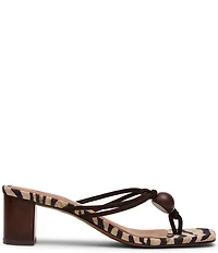Steve Madden Remedy Nubuck Zebra Print Wood Detail Block Heel Thong Sandals